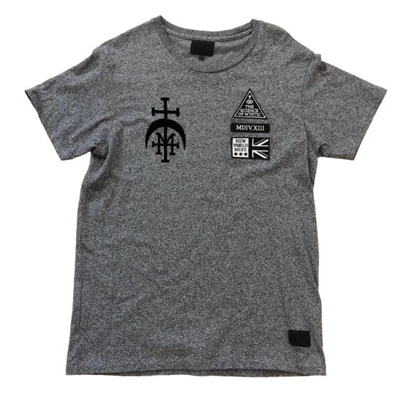 Musium Div dark Heather gray T-shirt w/ patches Medium - Picture 1 of 6